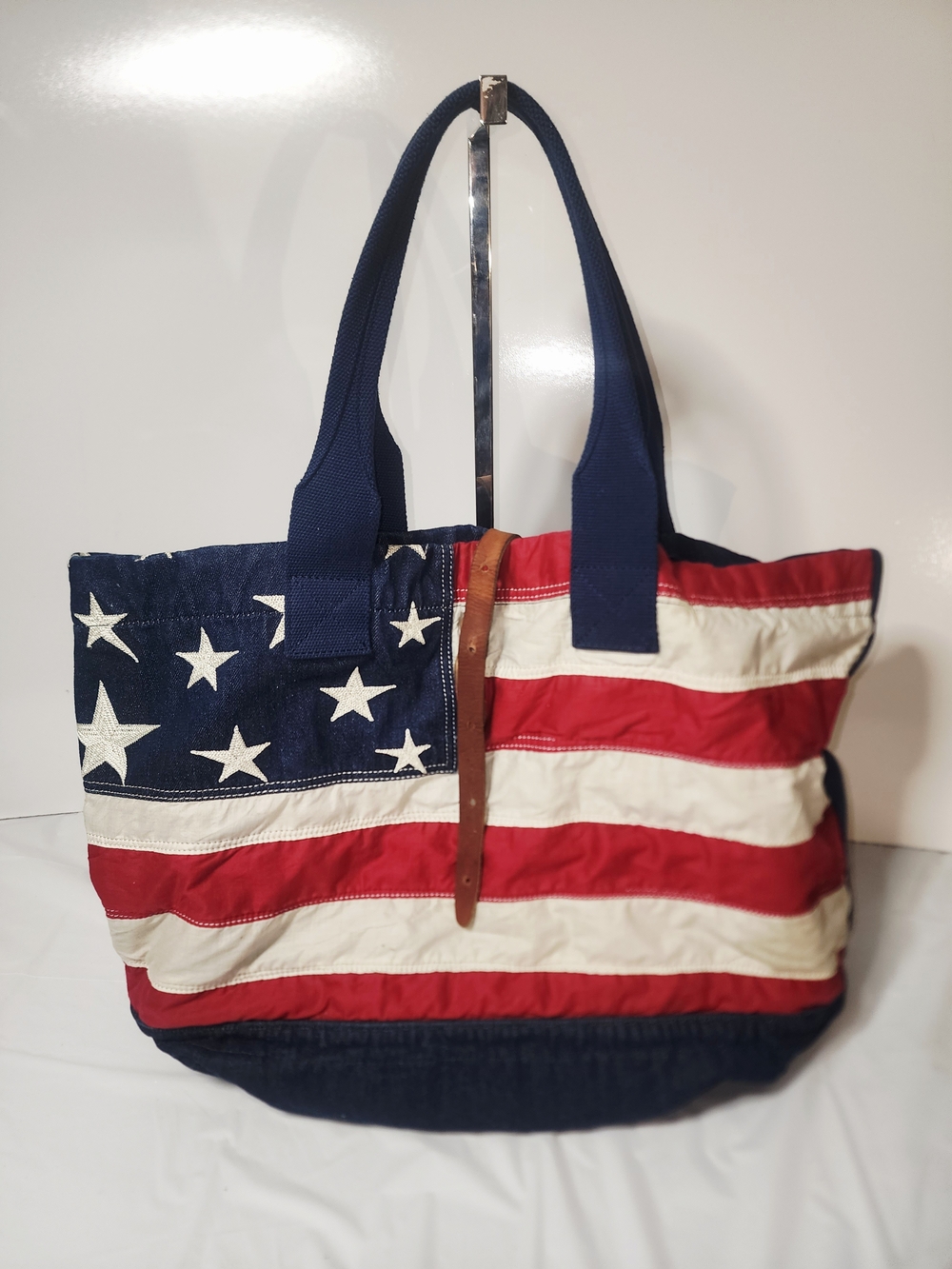 Flag-Print Canvas Tote Bag in Red, White & Blue